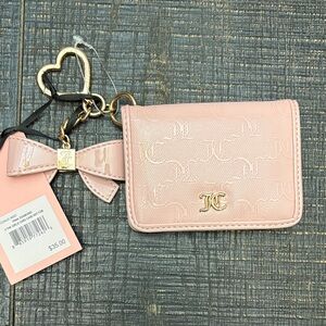 NWT Juicy Couture Pink Card Holder with Heart and Bow Keychain